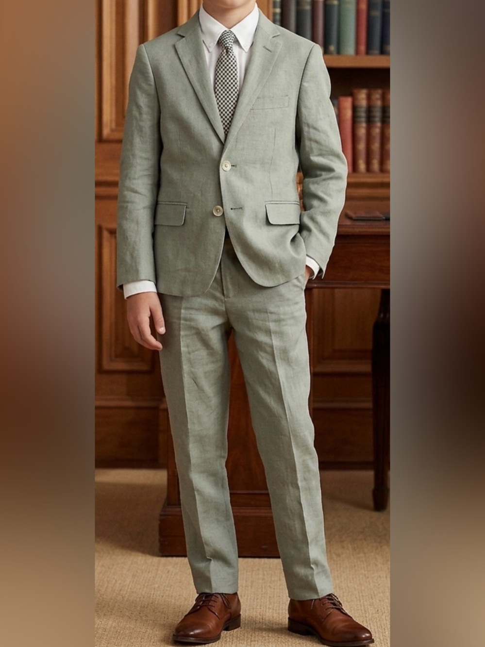Ralph Lauren Light Sage 100% Linen Two-Piece Suit